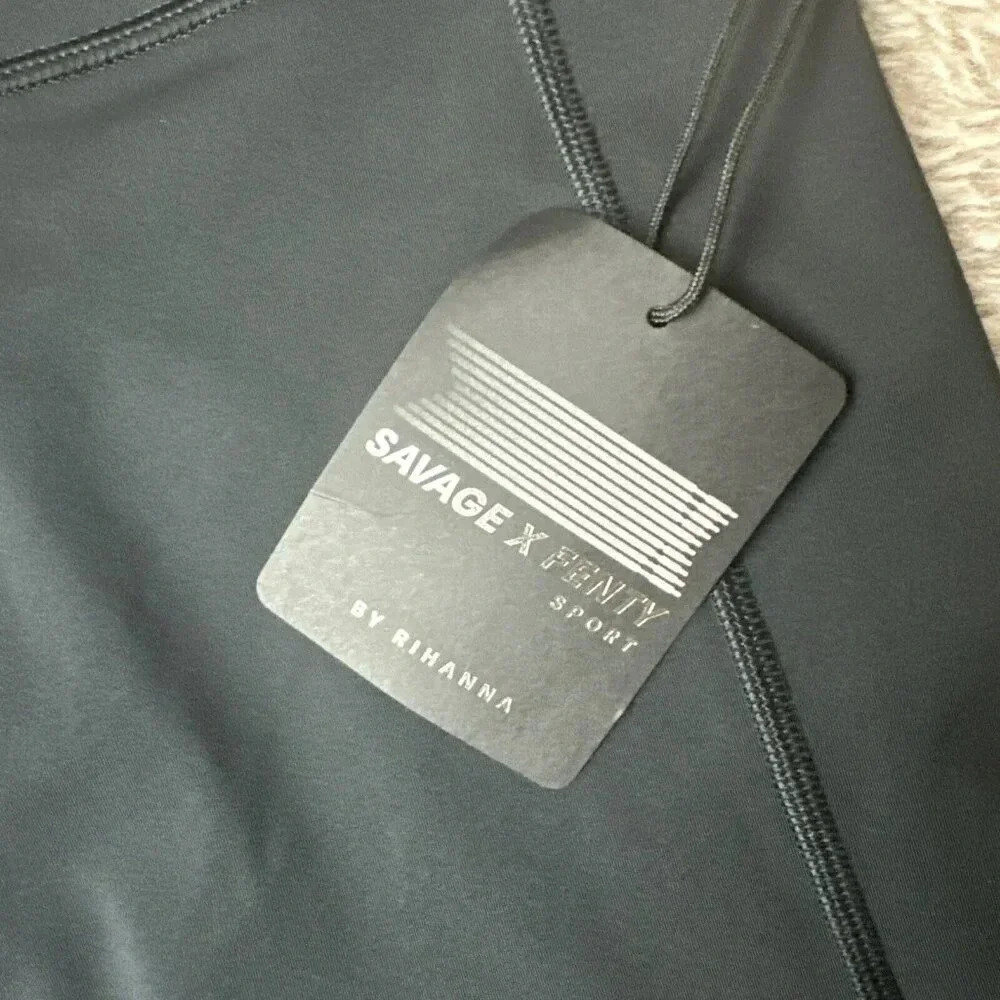 SAVAGE X FENTY Band-It High-Waist Bike Short Black Caviar/Oil Slick SZ L New - Picture 7 of 16